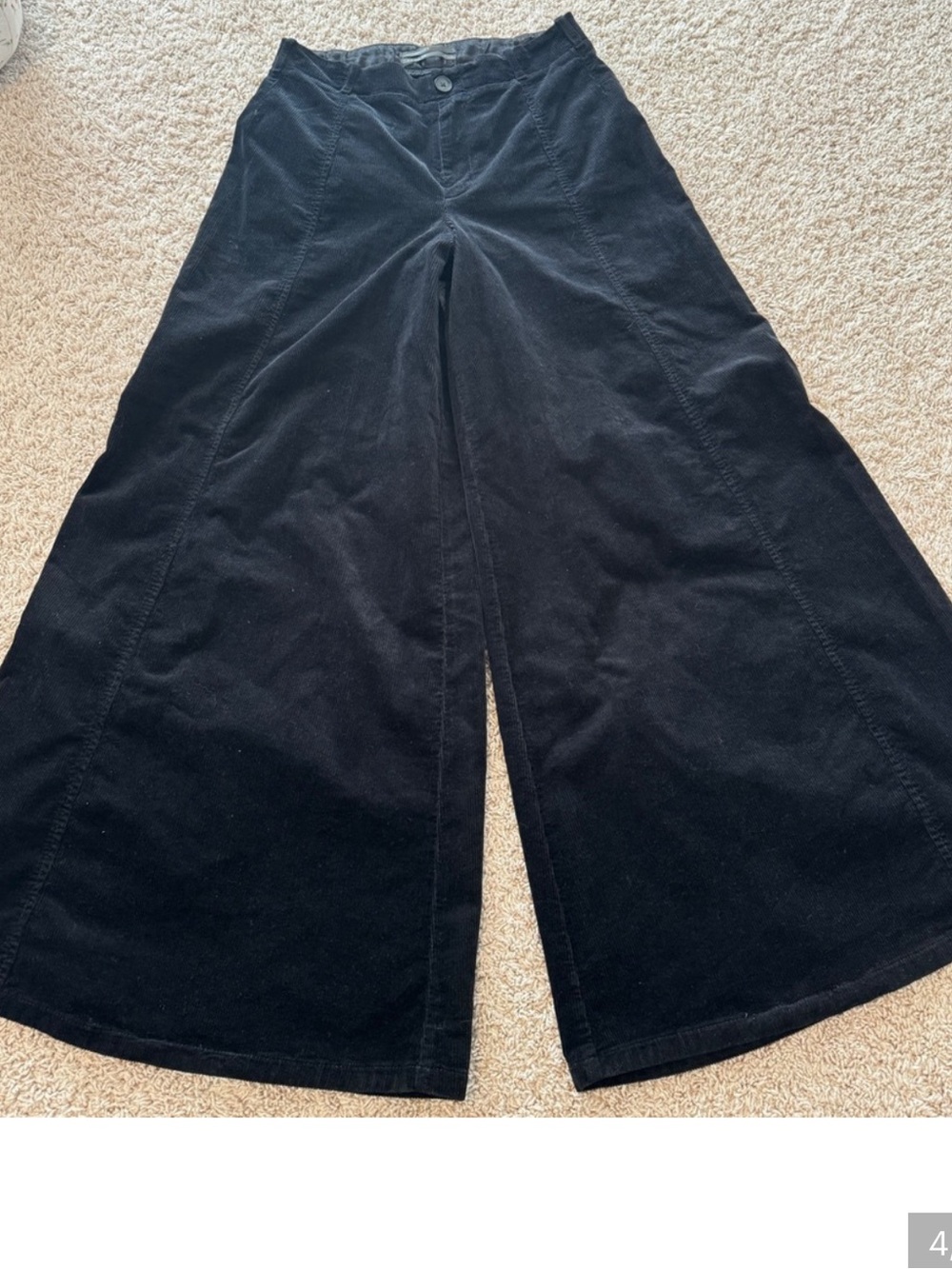 Anthropologie Black Wide-Leg Corduroy Trousers - Picture 3 of 6